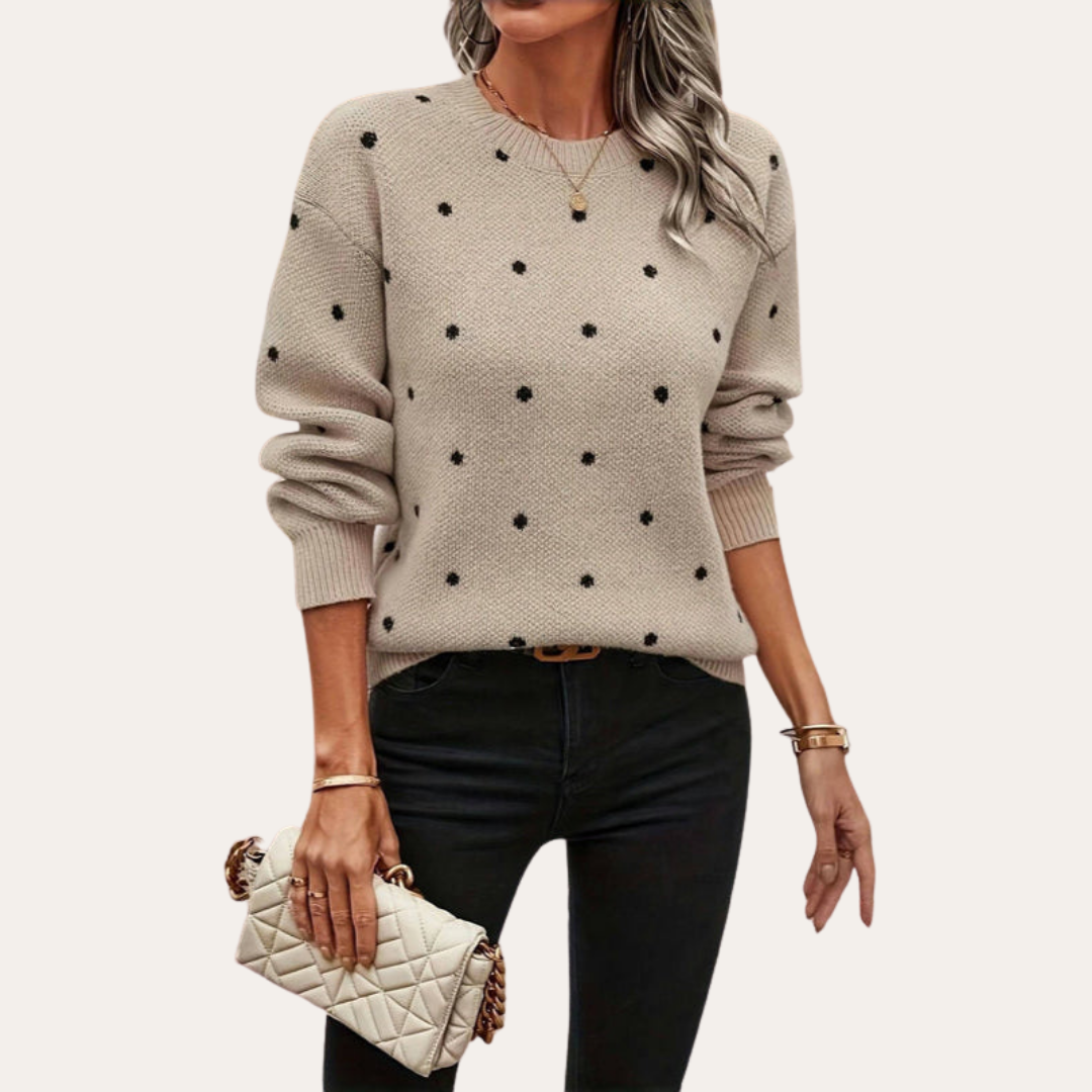 Damen Pullover mit Punkten Rundhals | Vestea