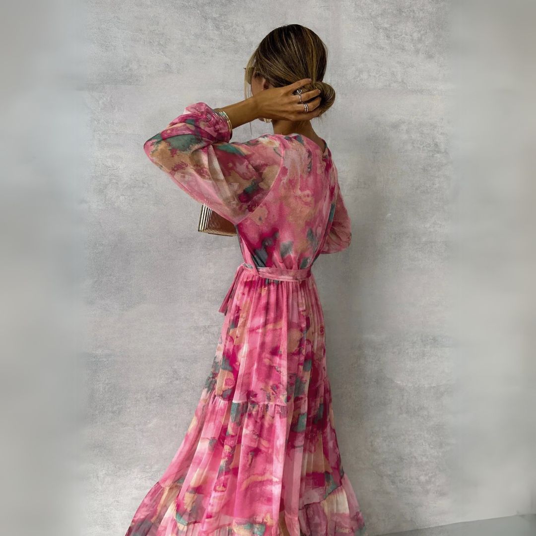 Maxikleid Chiffon Langarm Damen Elegant | Vestea