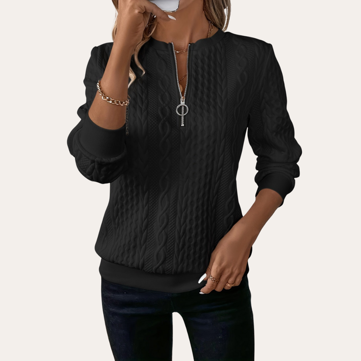 Damen Strickpullover mit Reißverschluss Kragen | Vestea