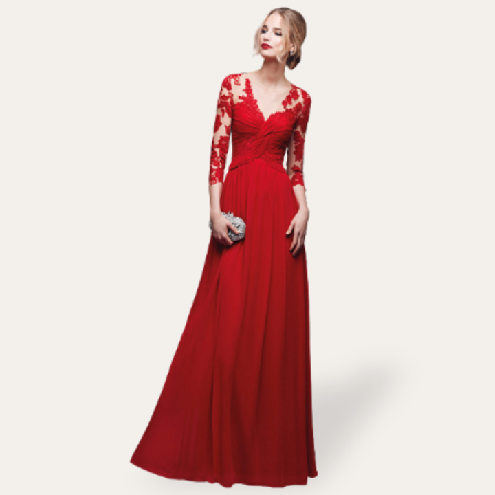 Damen Abendkleid Lang Spitze Elegant Chiffon Festlich | Vestea