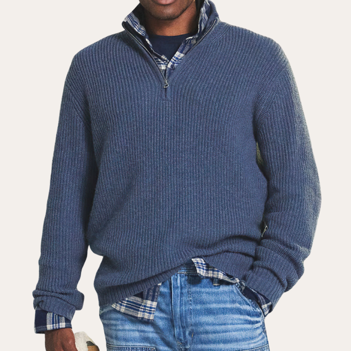 Herren Strickpullover mit Reißverschluss Langarm Mehrere Farben Freizeit | Vestea