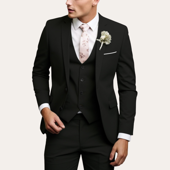 Herren Dreiteiliger Slim Fit Business Anzug Wolle | Vestea