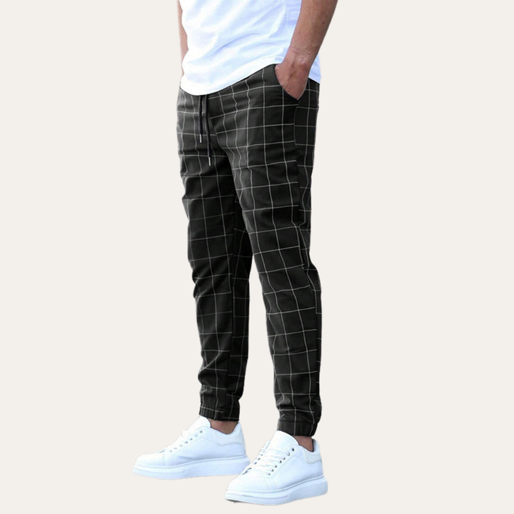Karierte Jogginghose Herren Bequeme Baumwoll-Freizeithose | Vestea