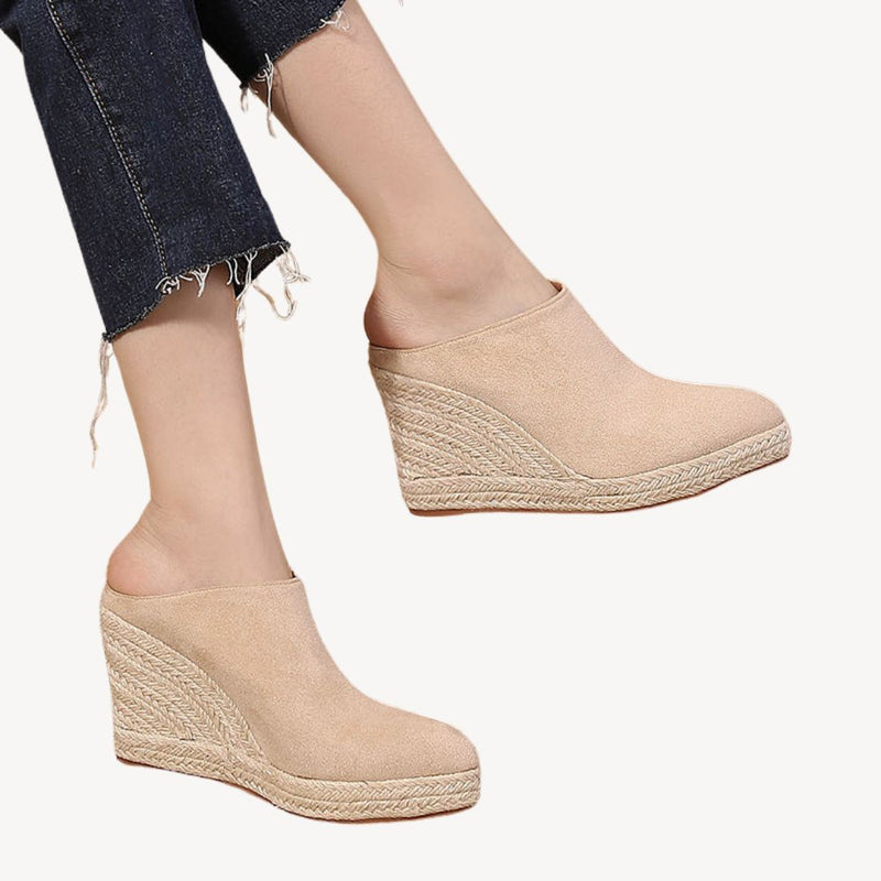 Wildleder Orthopädische Keil Espadrille Pantoletten Damen | Vestea