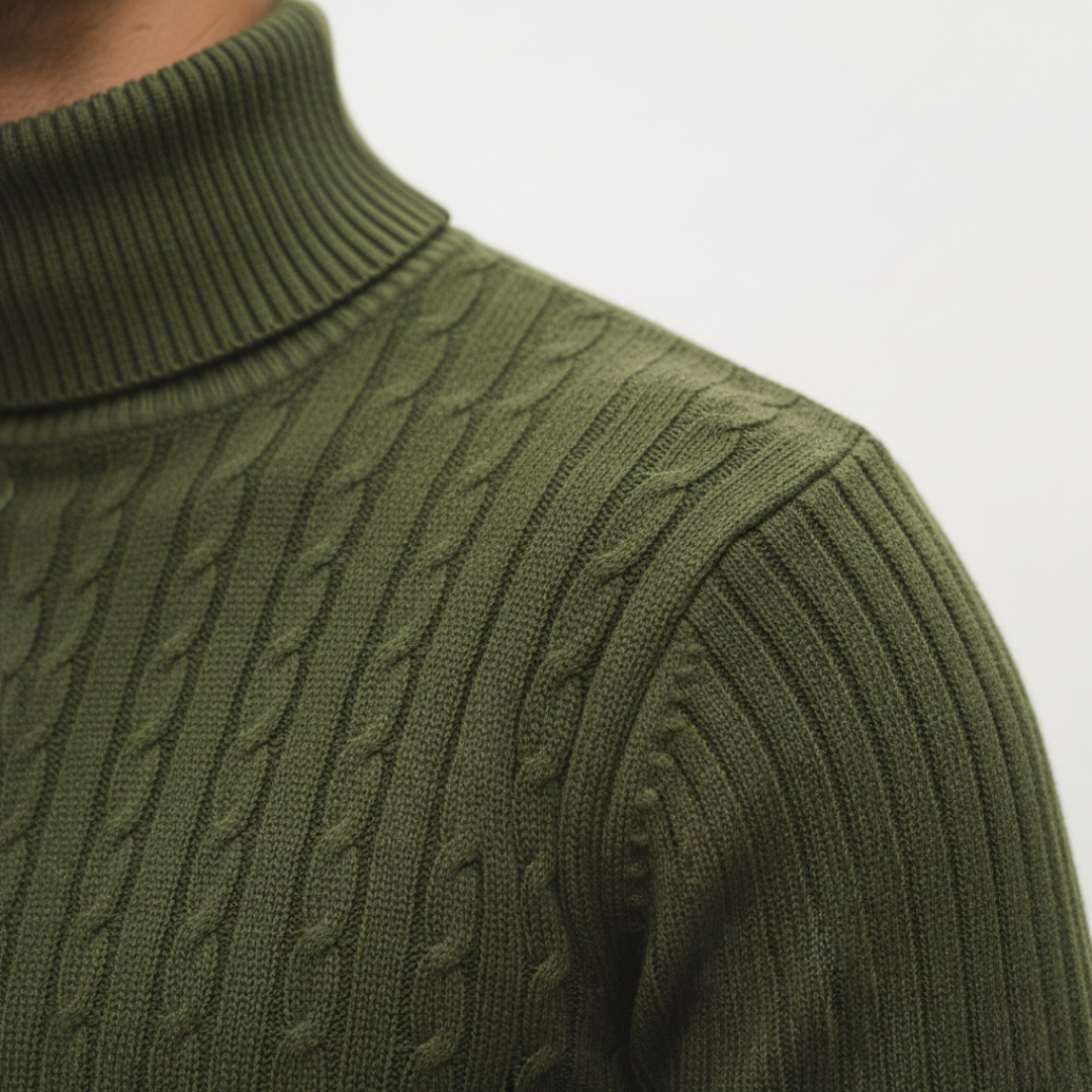 Modische Herren-Rollkragenpullover aus Rippstrick | Vestea