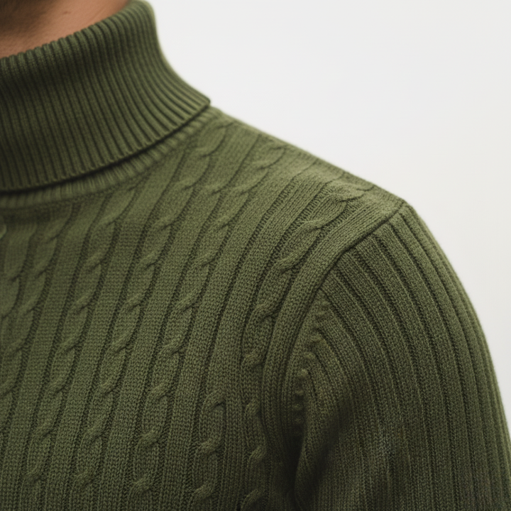 Modische Herren-Rollkragenpullover aus Rippstrick | Vestea