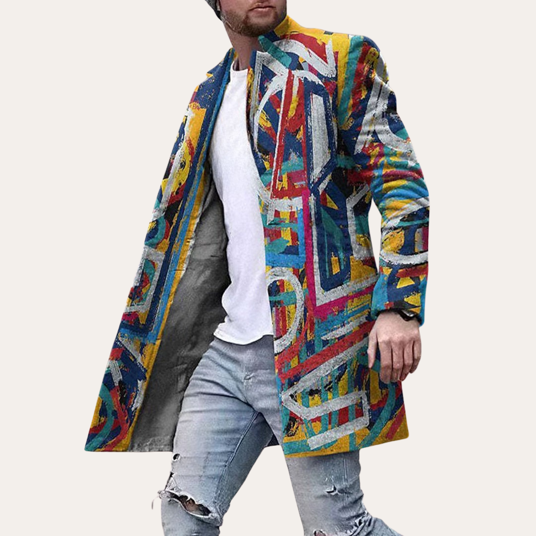 Herren Langmantel mit abstraktem Print | Vestea