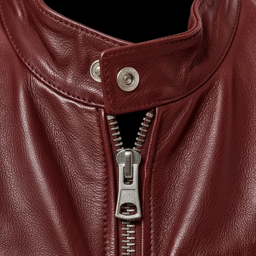 Herren Bikerjacke aus Leder mit Reißverschluss | Vestea