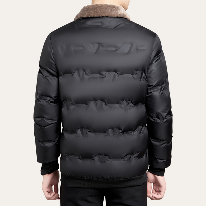 Herren-Pufferjacke mit Stehkragen und Kunstfell | Vestea