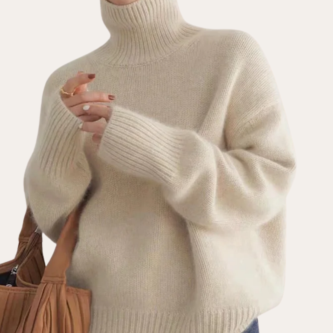 Damen Strickpullover mit Rollkragen Oversize | Vestea