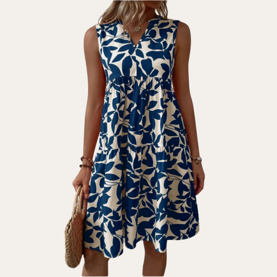 Ärmelloses Damen Sommerkleid Baumwolle A-Linie Freizeitkleid | Vestea