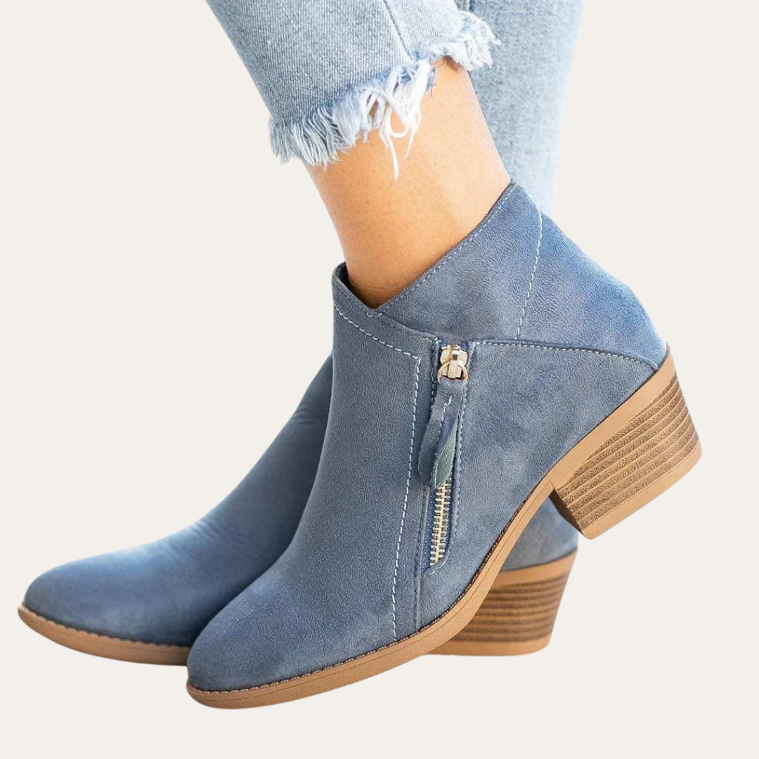 Damen Orthopädische Stiefeletten mit Blockabsatz und Reißverschluss | Vestea