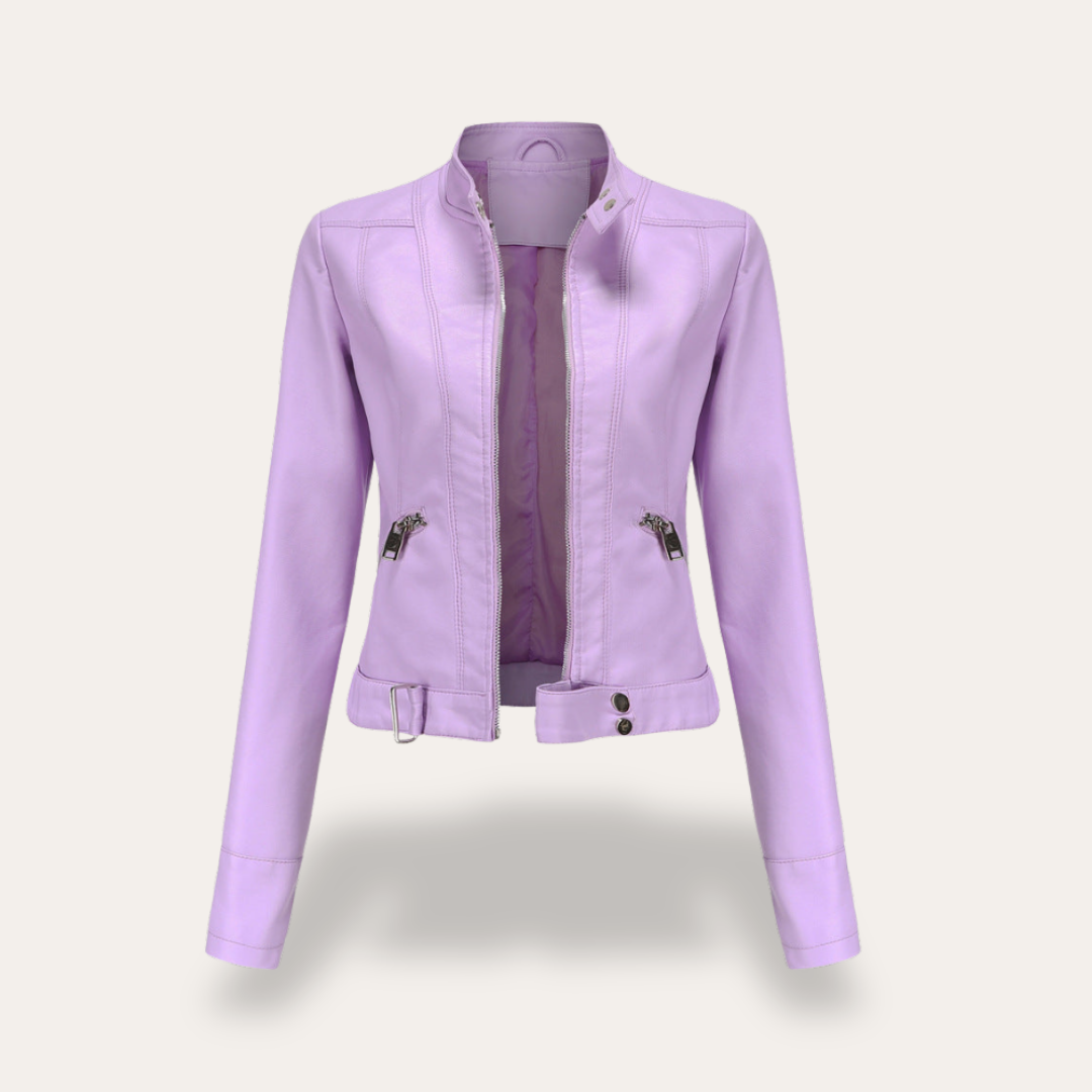 Damen Kunstlederjacke Biker Reißverschluss Kurzjacke | Vestea
