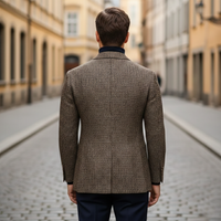 Men Double-Breasted Plaid Blazer