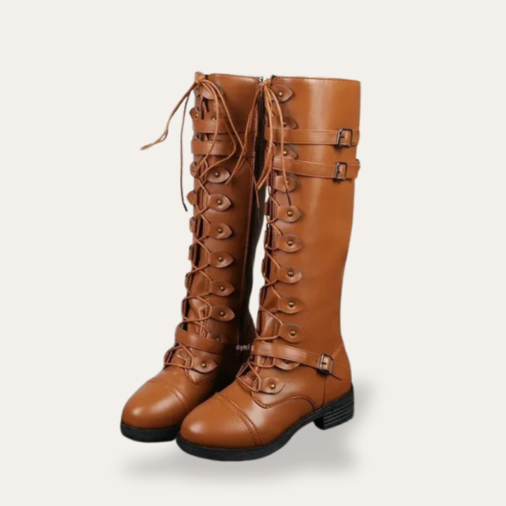 Orthopädische Damen Stiefel mit Schnürung und Schnalle | Vestea