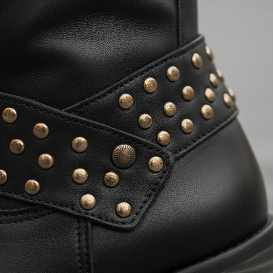 Damen Orthopädische Kniehohe Stiefel mit Nieten | Vestea