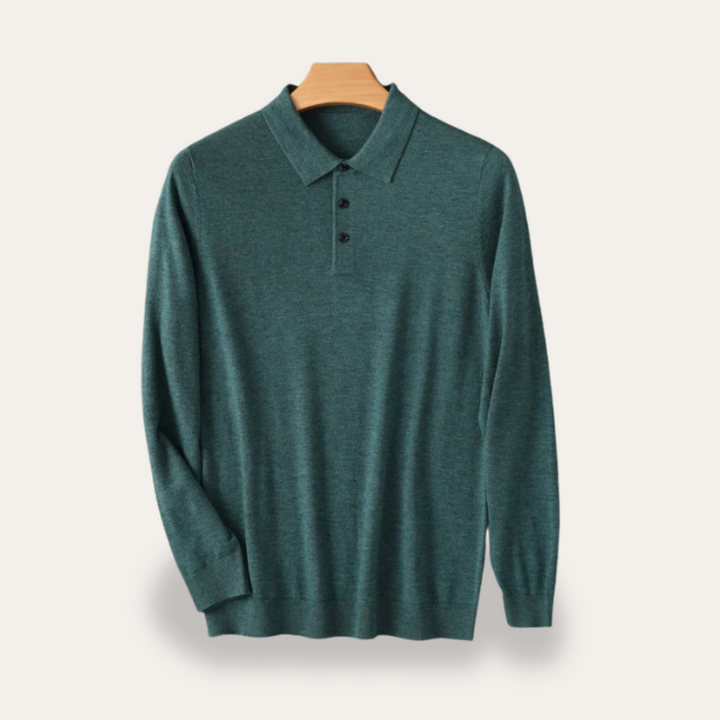 Herren Langarm-Polo-Shirt aus Baumwolle | Vestea