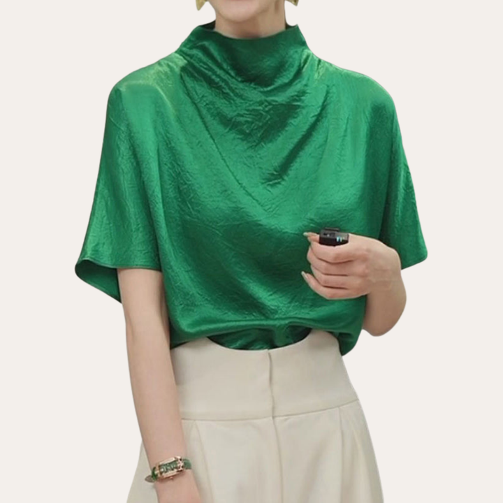 Turtleneck Kurzarm-Shirt für Damen | Vestea
