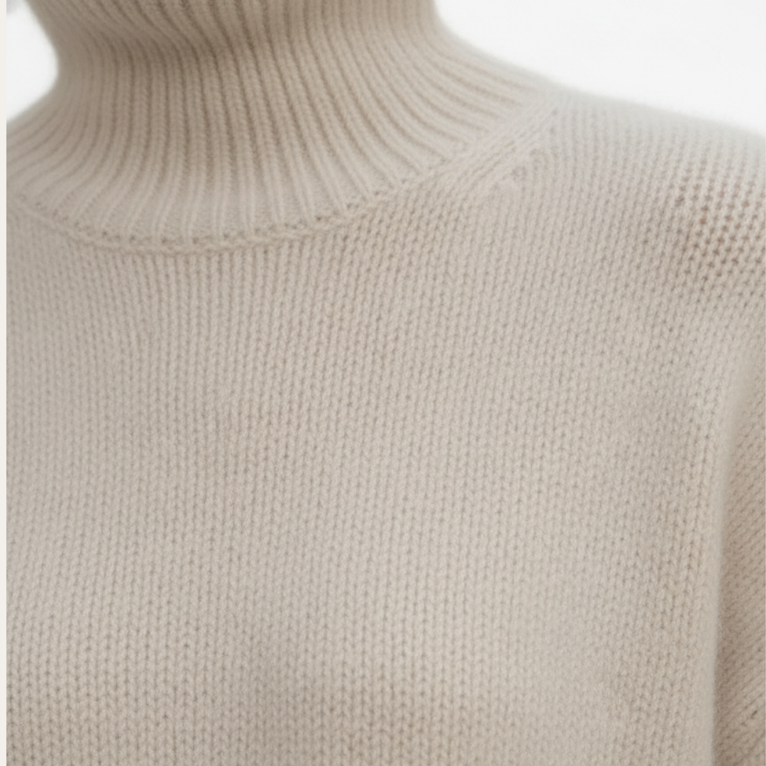 Damen Oversize Rollkragenpullover Beige | Vestea