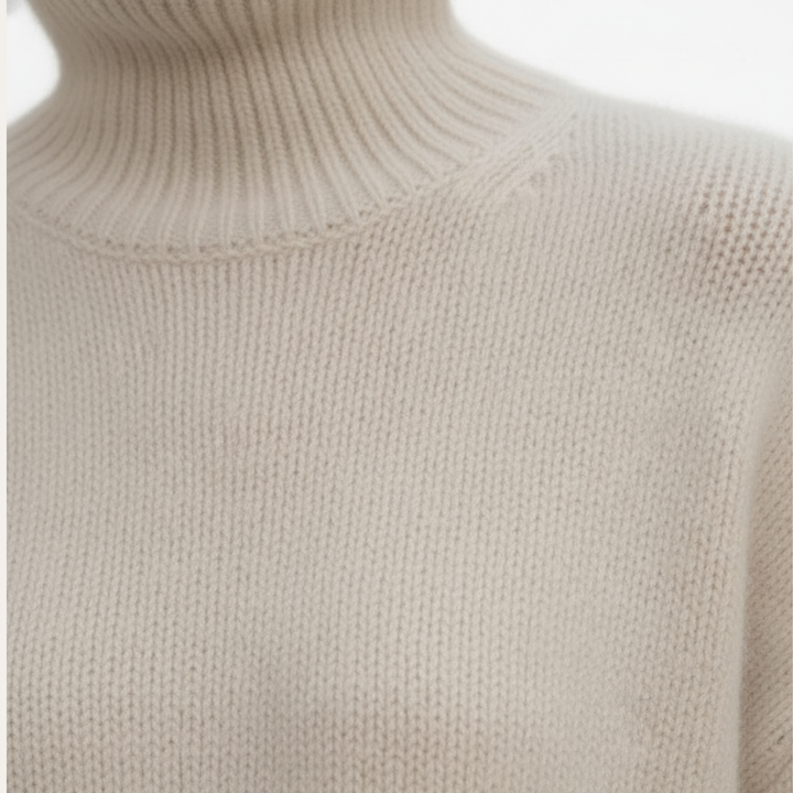 Damen Oversize Rollkragenpullover Beige | Vestea