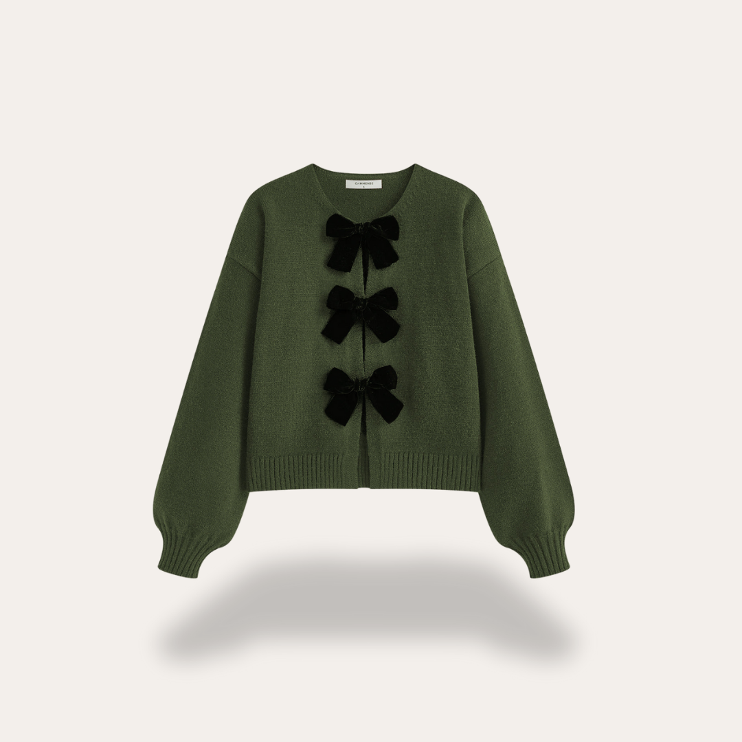Damen Strickjacke Schleifen Langarm Cardigan | Vestea