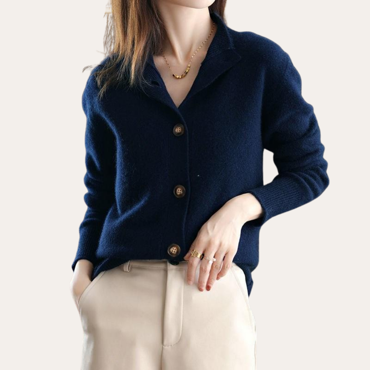 Damen Strickjacke mit Knöpfen Wollmix Pullover | Vestea