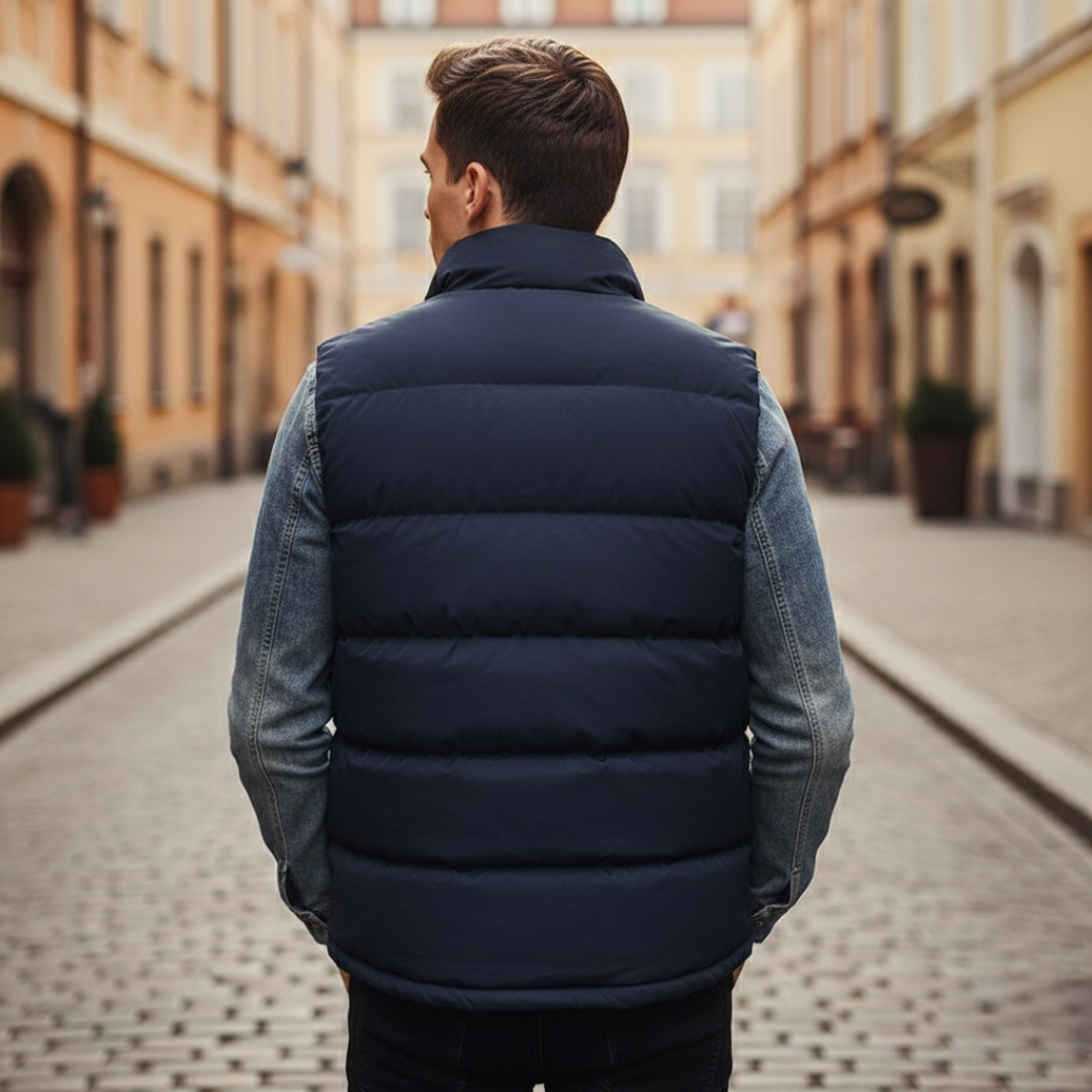 Chaleco Acolchado Sin Mangas con Cremallera y Bolsillos para Hombre