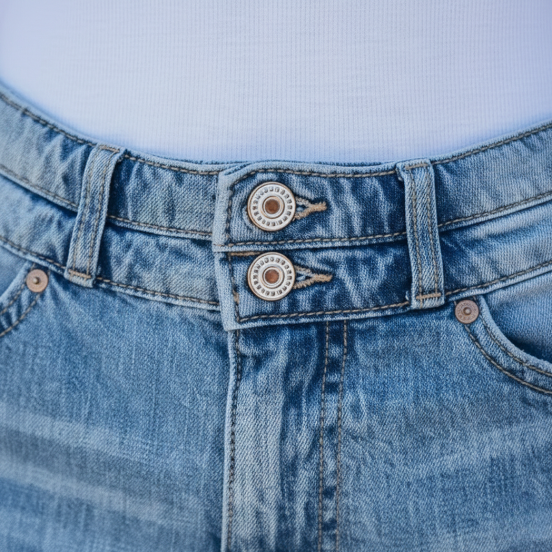 Short en jean déchiré en coton pour femme à taille haute