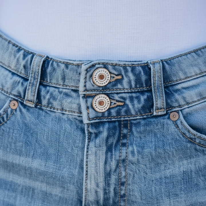 Short en jean déchiré en coton pour femme à taille haute