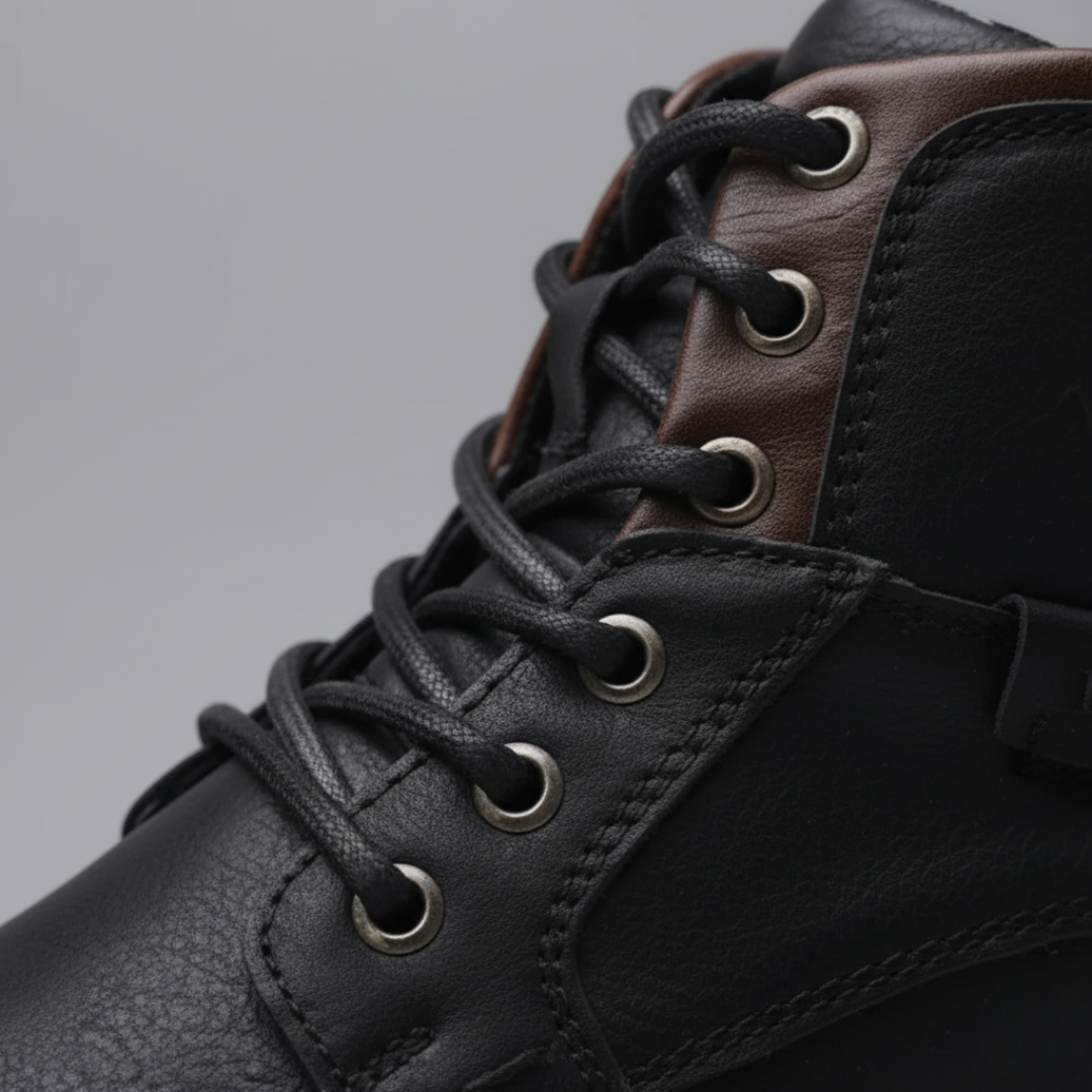 Herren Stiefeletten aus Kunstleder mit Reißverschluss und Schnürung | Vestea