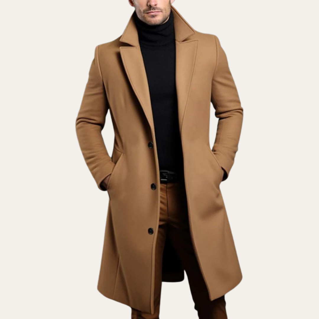Herren Wollmantel Lang Klassisch Wintermantel Eleganter Schnitt | Vestea