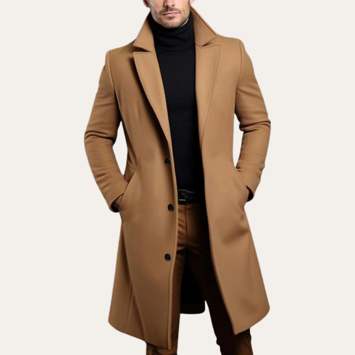 Herren Wollmantel Lang Klassisch Wintermantel Eleganter Schnitt | Vestea