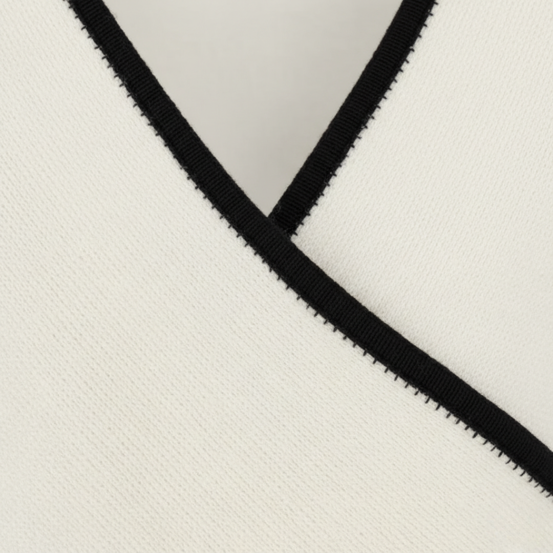 Pull à col en V, devant croisé, manches longues, tricoté, pour femme, blanc
