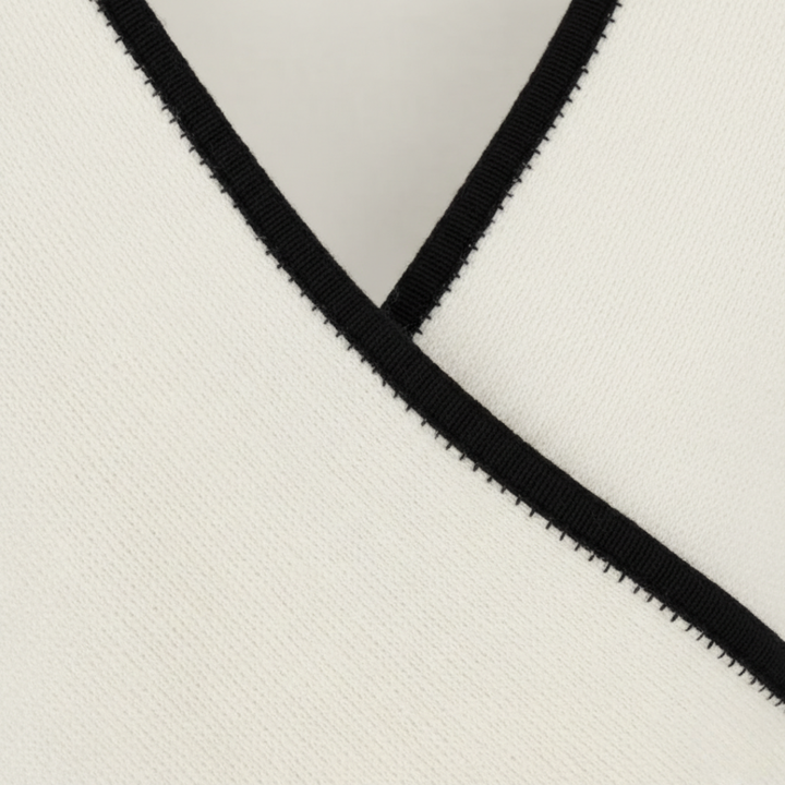 Pull à col en V, devant croisé, manches longues, tricoté, pour femme, blanc