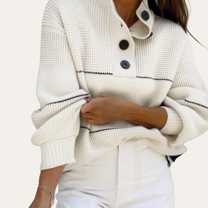 Damen Strickpullover Langarm Knopfleiste | Vestea