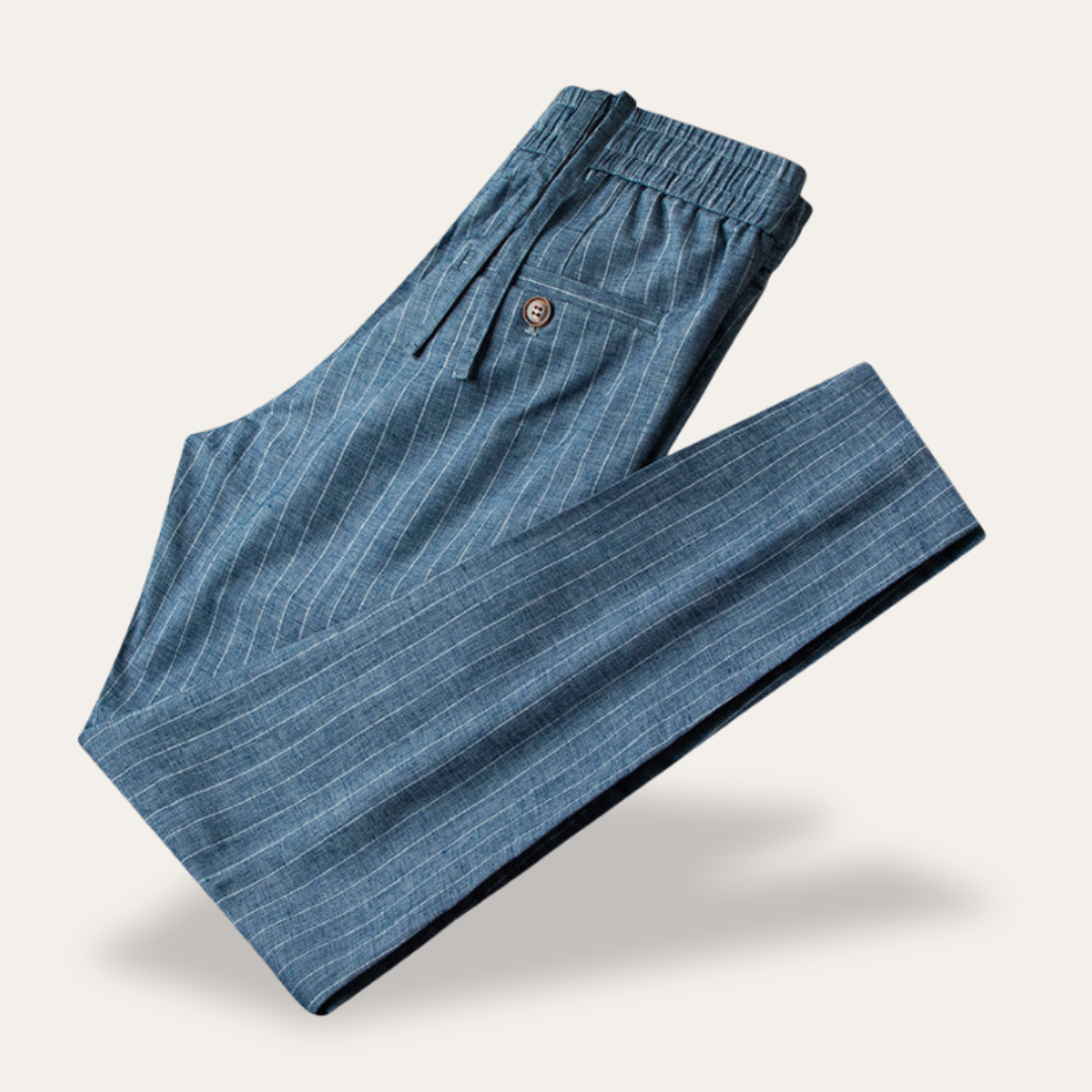 Herren Nadelstreifen Hose Mischung mit Kordelzug | Vestea