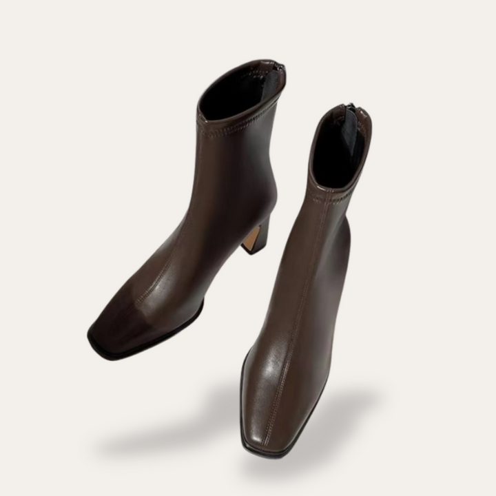 Orthopädische Damen Stiefeletten mit Blockabsatz und Reißverschluss | Vestea