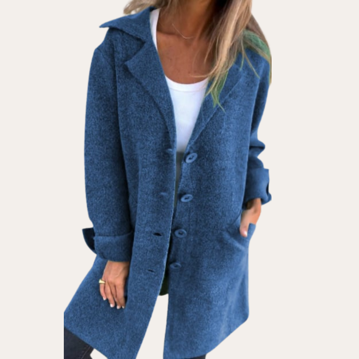 Damen Strickmantel Knielang mit Knöpfen Freizeit Herbstmantel | Vestea