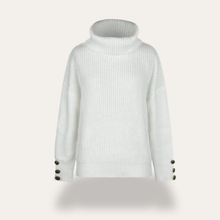 Damen Rollkragen Strickpullover mit Knöpfen | Vestea