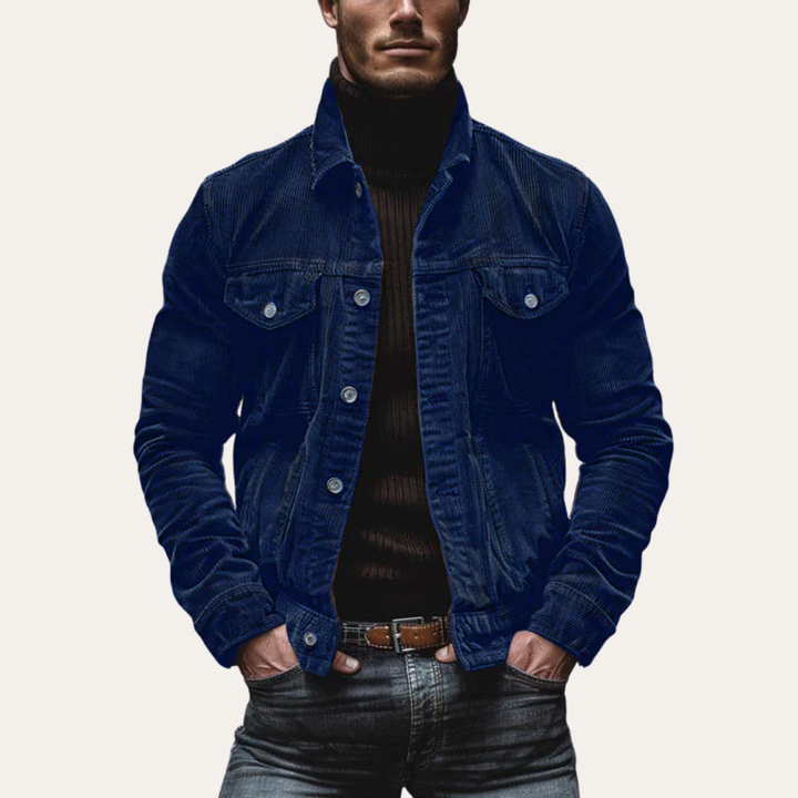 Herren Cordjacke Slim Fit Retro Freizeitjacke mit Taschen | Vestea