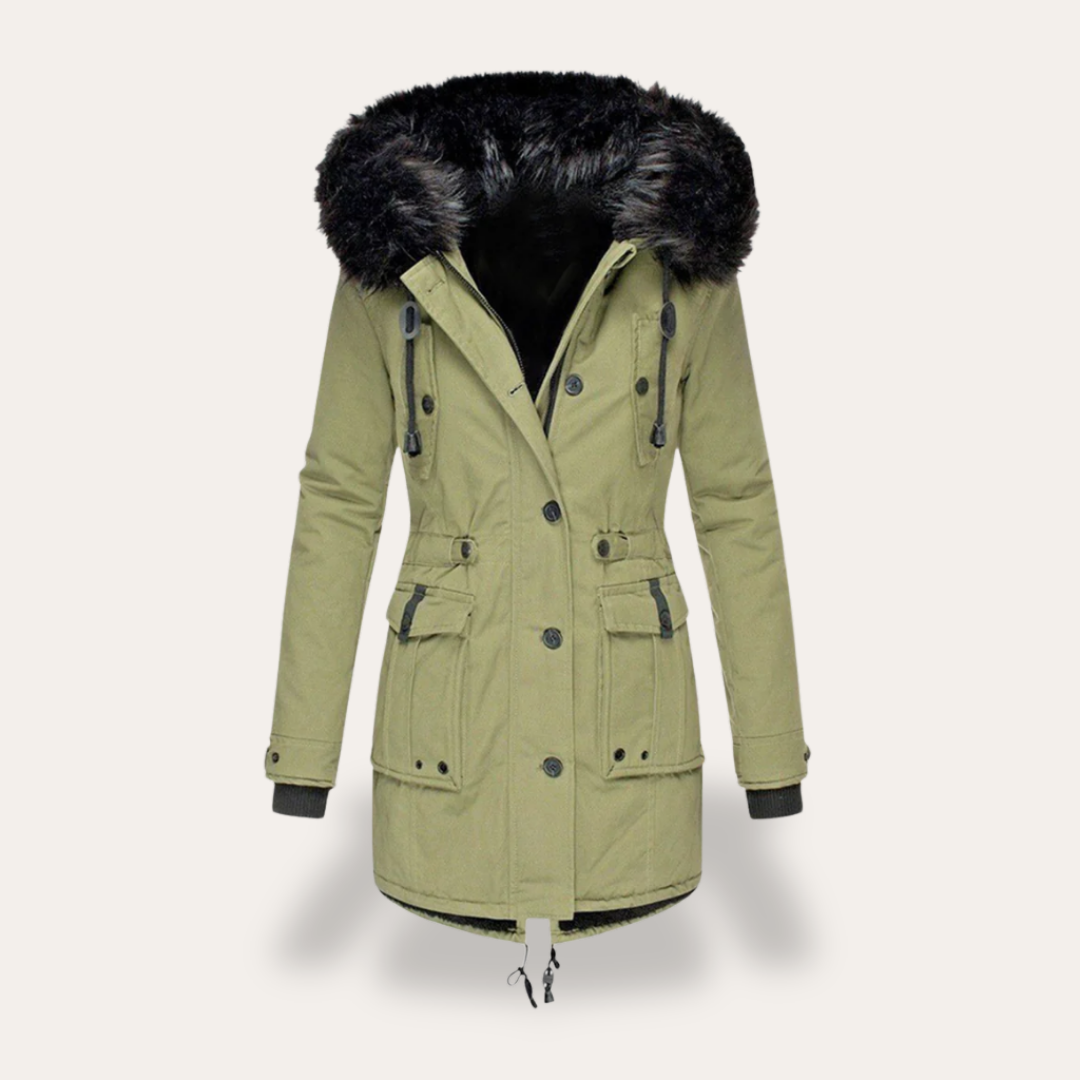 Damen Winterparka mit Kapuze und Kunstfell | Vestea