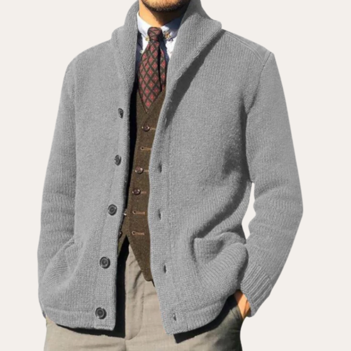 Herren Strickjacke Button-Cardigan Wollmix | Vestea