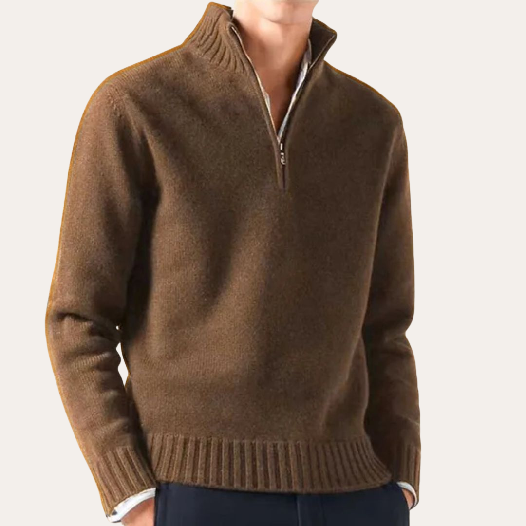 Herren Pullover mit Reißverschluss und Rippenbündchen | Vestea