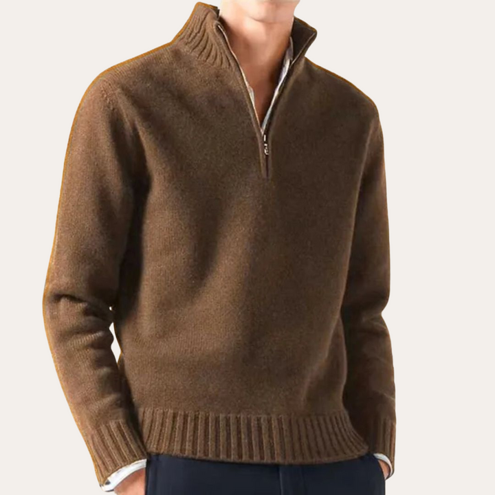 Herren Pullover mit Reißverschluss und Rippenbündchen | Vestea