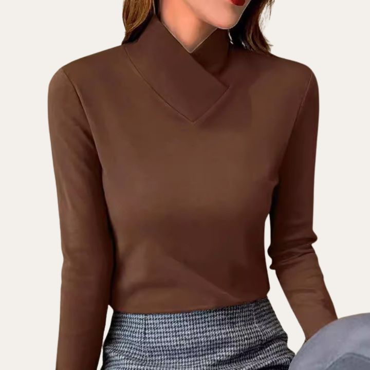 Damen Langarmshirt mit Stehkragen | Vestea
