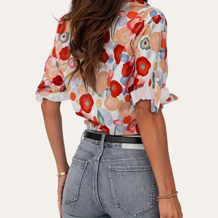 Damen Bluse mit Blumendruck | Vestea