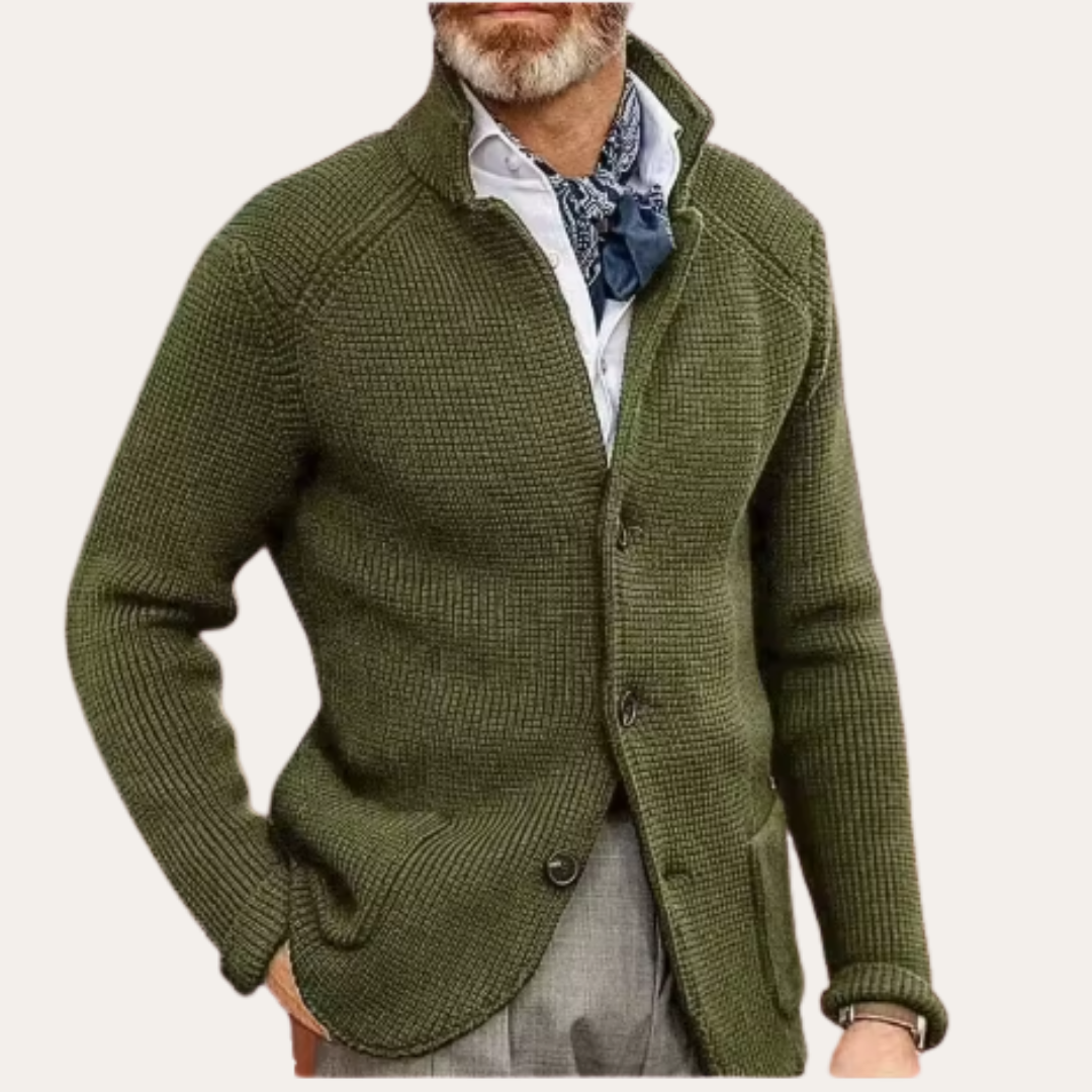 Herren Strickjacke mit Knöpfen Stehkragen | Vestea