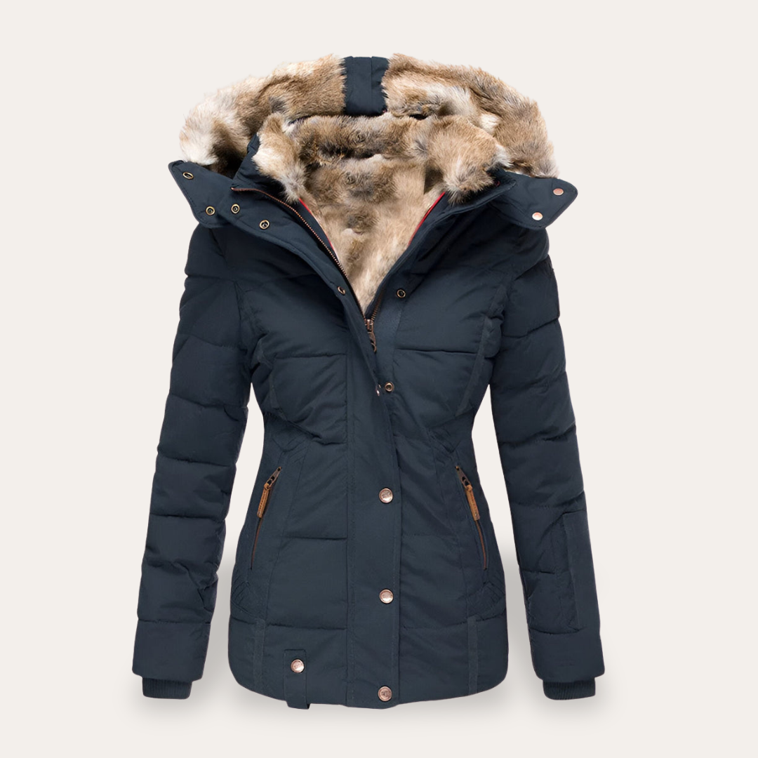 Damen Winterjacke Daunenjacke Warme Steppjacke Pelzkapuze | Vestea