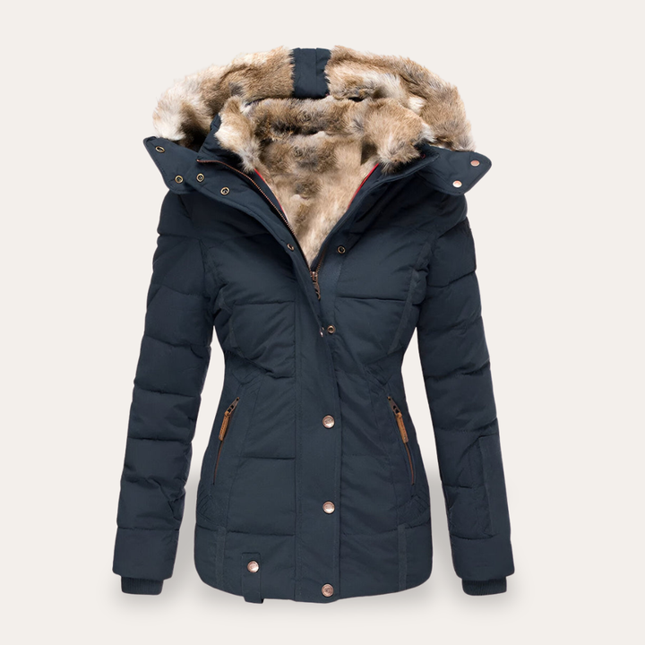 Damen Winterjacke Daunenjacke Warme Steppjacke Pelzkapuze | Vestea