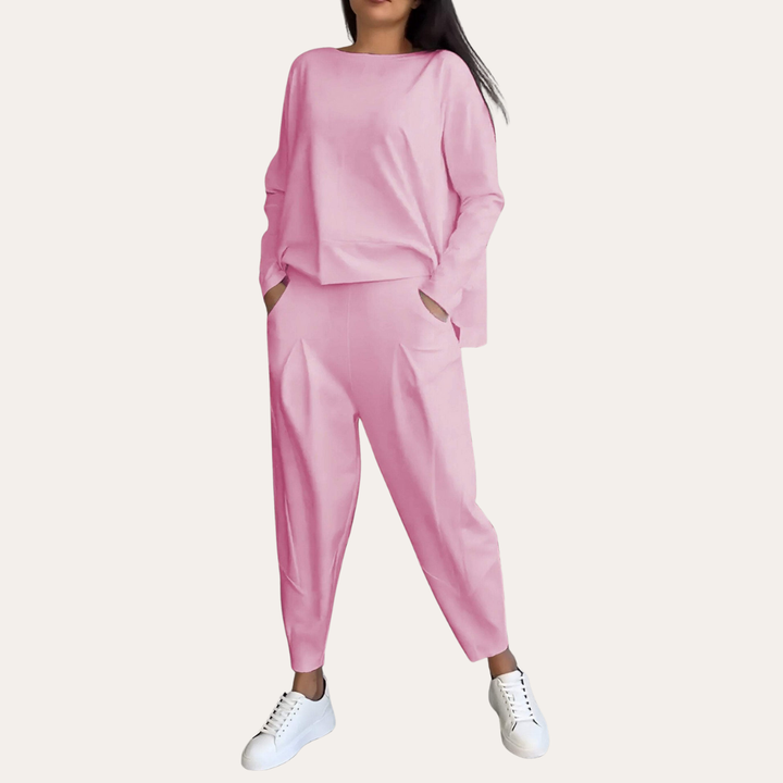 Damen Loungewear Anzug Set Leinen Hose Bluse Bequem Elegant | Vestea